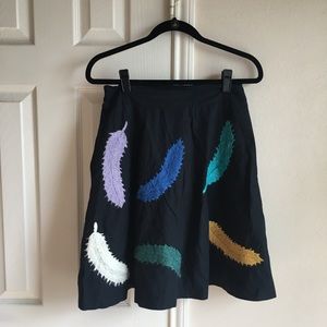 Anthropologie Colorful Feathers Circle Skirt